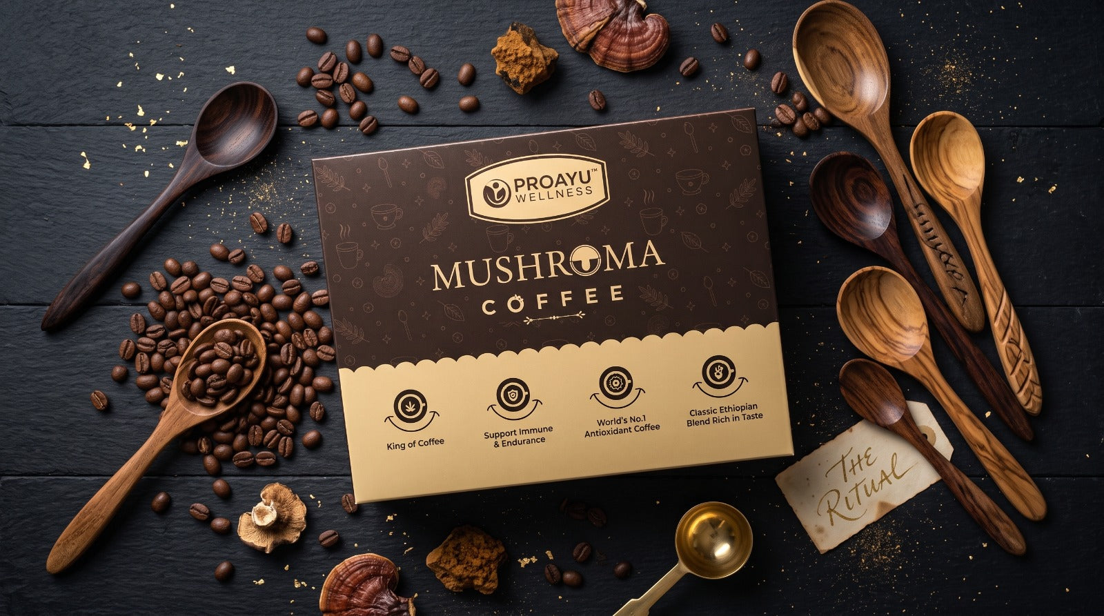 Premium Mushroom Coffee | Apoptogenic Coffee for Focus, Energy & Wellness